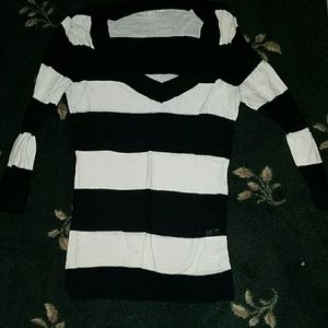 Black white striped sweater